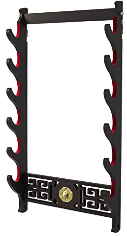 FOXSMZZ Schwerthalter Katana Wandhalterung Samurai Schwert Rahmen Display Frame Red Samt China 1-Schicht Bagua Stil (6-Schicht)