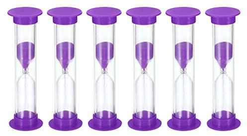 PATIKIL 1 Minuto Arena Temporizador, 6uds Pequeño Reloj con Plástico Cubierta, Cuenta Regresiva Cristal para Juegos, Cocina, Fiesta Recuerdos Bricolaje Decoración, Púrpura
