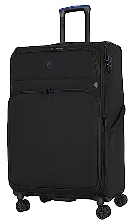 ABISTAB erweiterbar Weichschalenkoffer groß 79x48x30cm - Stoffkoffer Trolley, Reisekoffer mit 4 Rollen & TSA Schloss, Handgepäck Koffer, Schwarz