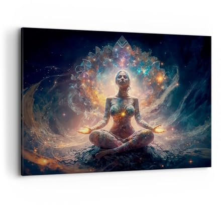 ARTTOR Leinwandbild 100x70cm Wandbild Fantasy Menschen - 5781 | Meditation Yoga Energie Groß Wanddekoration Wohnzimmer Schlafzimmer Wanddeko Wand Kunstdruck Wandkunst Wall Decor ARTTOR