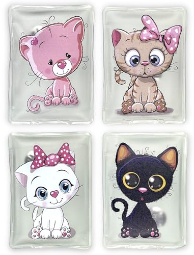 Handwärmer Taschenwärmer Sets wiederverwendbar, Wärmepad für kalte Tage und für unterwegs, Wärmeknickkissen mit tollen Motiven (4er-Set Süße Katzen)