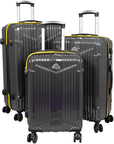 Trendyshop365 Koffer-Set 3-teilig Hartschale Daytona 4 Rollen Zahlenschloss Anthrazit