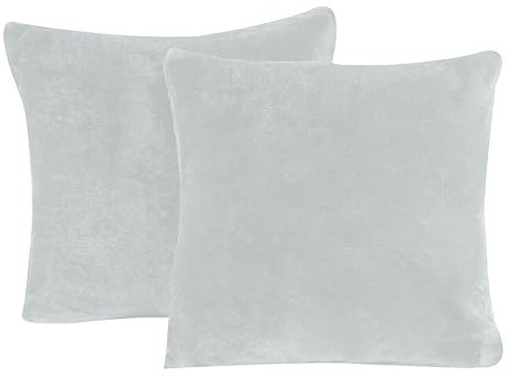 one-home 2er Pack Kissenbezug Kissenhülle Teddy Plüsch Uni kuschelig flauschig warm weich, Größe:50x50 cm, Farbe:grau