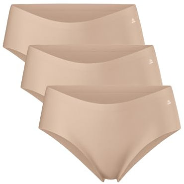 DANISH ENDURANCE 3er Pack Unsichtbare Hipster Panties aus Mikrofaser, für Sport & Alltag, für Damen Beige S