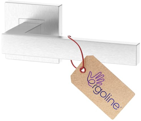 ERGO line CUBE Edelstahl V2A Türbeschlag, Modern Türgriff ohne Schlossrosette, Eckig, Drückergarnitur, Quadratisch Türbeschlag, Türklinken Innentüren, Türdrücker Edelstahl Matt Gebürstet