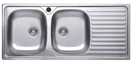 Fregadero 116x50 cm dos cubetas y escurridor derecho - SA138