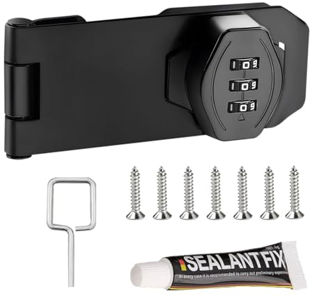 Moraillon de sécurité verrouillable, serrure d'armoire, cadenas à combinaison à 3 chiffres, loquet de portail avec serrure à combinaison pour petites portes, placards, fenêtres, garage, jardin