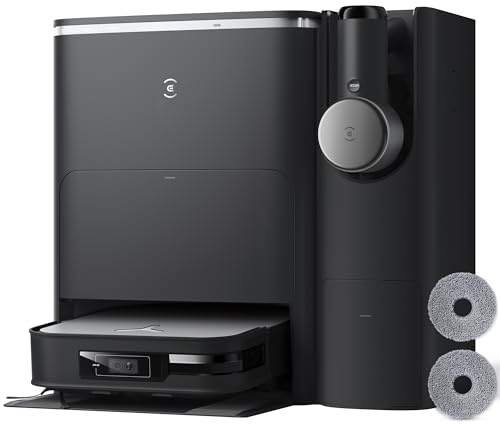 ECOVACS DEEBOT X2 Combo Robot aspirapolvere e mocio, aspirazione 8700Pa, sollevamento da 15 mm, stazione Omni con lavaggio con mocio ad acqua calda, svuotamento automatico, asciugatura ad aria calda