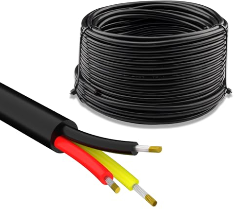 URCIANOW Cable 3 Hilos Cable de Extensión 22AWG 20 Metros 3x0,3mm² Cable Hilos Cable Eléctrico de Fuerza UL2464 Cable Eléctricode PVC con Alambre de Cobre Estañado Para lámparas LED