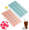 Pack of 2 Silicone Ice Cube Trays Mould, Heart Shaped Ice Cube Trays with Lids & Brush, Easy-Release Flexible and Reusable Silicone Square Ice Trays Maker Moulds for Whiskey, Cocktails, Drinks