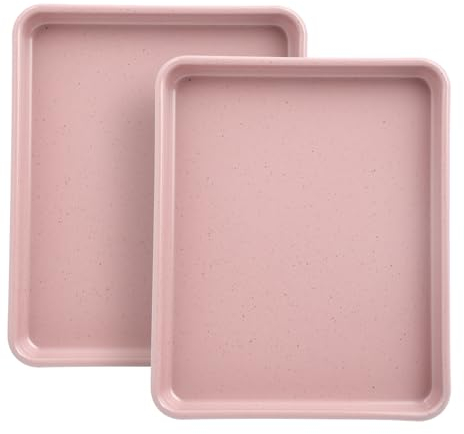 Toaster Oven Pans Set of 2, Shinsin 11-Inch Nonstick Baking Sheet Pans and Trays, 1/8 Thicker Replacement Small Baking Tray Accessories for Cookie, Non Toxic and Easy Clean and Diswasher Safe, Pink