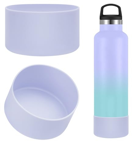 Linkidea Wasserflaschen-Schutzhülle, kompatibel mit Hydro Flask Wide Mouth Flex Cap/Strohdeckel/Chug Cap 32oz/40oz, Silikon-Flaschenbodenschutz, Flaschenstoßstange (2 Stück) (Nebel)