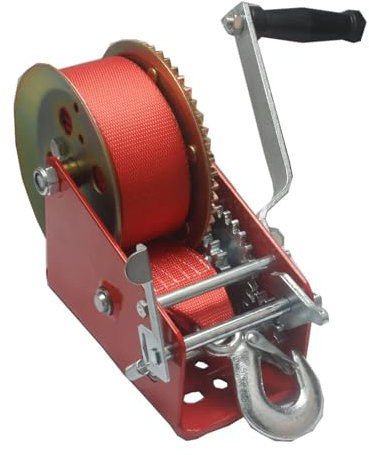 DIKAMAN Handwinde, Bootsanhängerwinde, 3000-Pfund-Handwinde Manuelle Winde, spritzgossene rote Seilwinde aus verzinktem Nylon für Anhänger ATV UTV Boot