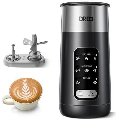 Dreo BaristaMaker Air, montalatte elettrico 8 in 1 per caffè latte art, 270 ml, schiuma calda e fredda, scalda latte automatico per latte e latte non lattiero-caseario con LED, facile da pulire,