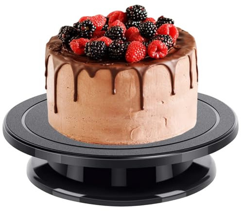 Jortmrd Plato Giratorio para Tartas 27cm Base Giratoria Tartas Soporte para Tartas Plato Giratorio de 360 Grados para Hornear Pasteles, Decoración de Pasteles, Magdalenas (Negro)