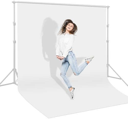 UTEBIT Fondo Fotográfico Blanco 1,8x2,8m Fondo de Muselina Lavable para Estudio Fotográfico, Grabación de Video, Sistema de Fondos (Pinzas no Incluidas, Planchar a Baja Temperatura)