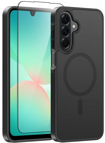 Lyhsgao Hülle für Samsung Galaxy A16 5G/4G Magnetische Handyhülle Schwarz | Hülle für Samsung A16 5G mit MagSafe, Stoßfest Kratzfest Kameraschutz, Transluzente Matte Schutzhülle mit Schutzfolie