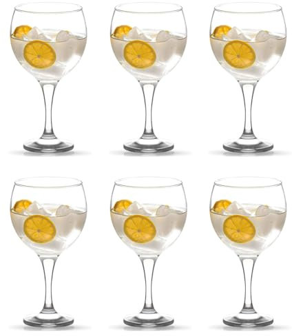 Acan Tradineur - Set de 6 Copas de Cristal, Modelo Misket, Servir cócteles, Combinados, Vino, Agua, aptas para lavavajillas, Elegantes, Fiestas (260 ml - 16 cm)