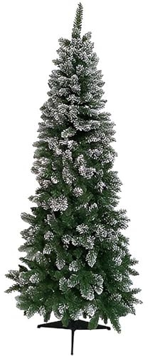 Albero di natale verde bianco innevato a meta' da parete muro slim salvaspazio folto artificiale decorazione natalizia ambienti casa negozio ufficio locali commerciali (misura 150 cm)