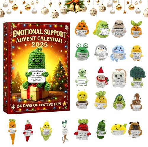Emotional Support Adventskalender 2025, 24 Einzigartigen Emotionalen Unterstützung Werkzeugen, 2D Acryl Design, 24 Tage Weihnachten Adventskalender, Für Familie Freund