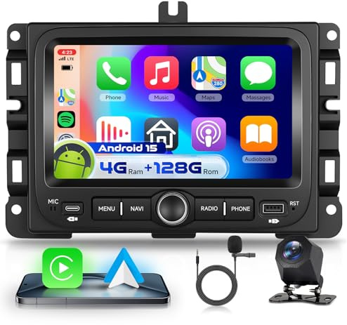 4G&128 G VECHTEL 7 Autoradio per Jeep Renegade (2016–2021)/Jeep Compass (2017–2020) con Carplay Android Auto Wireless,EQ,Mirror link,Bluetooth RDS/FM Radio,Wi-Fi GPS Navi,Telecamera posteriore AHD