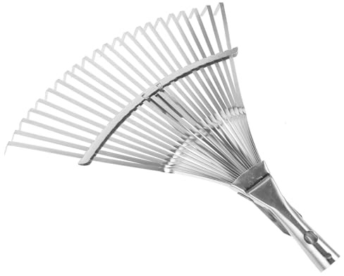 Levemolo Ausziehbarer Gartenrechen mit Verstellbarem Metallkopf 22 Zinken Laubharke aus Stahl Kompakter Rechen für Hof und Rasenpflege