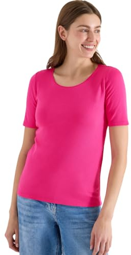 Damen Basic T-Shirt mit Rundhals in Unifarbe