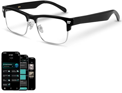 Tulbeys KI-Brille für Damen & Herren, mit ChatGPT - KI Echtzeit-Übersetzung (164 Sprachen), Bluetooth Audiobrille mit Lautsprecher, Smartglasses mit Anti-Blaulicht-Linse, Kein Abonnement (Silber)