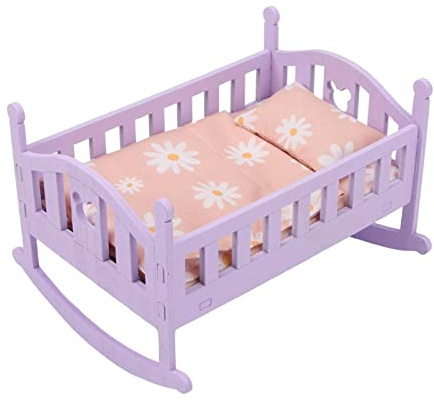 Fxzqgnh Hochwertiges Puppenbett Aus Holz mit Decke, Kissen Und für Puppen Im Maßstab 1:12 – DIY Szenen Dekoration