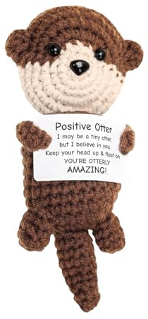 DONCOO Positive Geschenke für Frauen Männer - Pocket Hug Otter Kuscheltier | Gehäkeltes Emotional Support Geschenk mit Karte,Kleiner Glücksbringer & Mutmacher Geschenk für Freundin Kollegen Familie