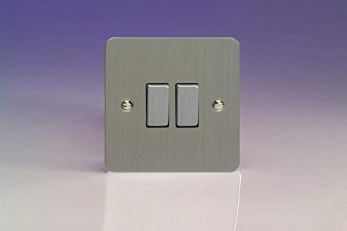 Varilight XFS77D 2 Gang Intermediate Switch In Brushed Steel