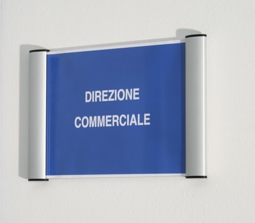 Tecnostyl - Targa da Parete con Profili a Scatto in Alluminio Formato A6 15x10 cm. Wall Sign. Aggancio con Nastro Biadesivo o tasselli a Muro.