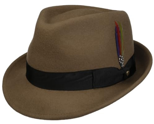 Stetson Elkader Trilby Filzhut Damen/Herren - Hut aus Wollfilz (Asahi Guard) - Wollfilzhut wasserabweisend - Fedora schmutzabweisend - Trilbyhut Sommer/Winter Hellbraun L (58-59 cm)