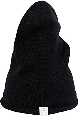 CASH-MERE.CH 100% Kaschmir Beanie Mütze | Strickmütze für Damen und Jugendliche (Schwarz)