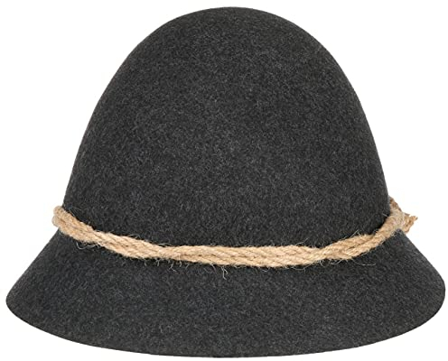 Hutshopping Schinderhannes Oktoberfest Trachtenhut Damen/Herren/Kinder - Wanderhut aus Wollfilz - Schützenhut mit Kordelgarnitur - Filzhut Winter/Sommer - Oktoberfesthut anthrazit 60 cm