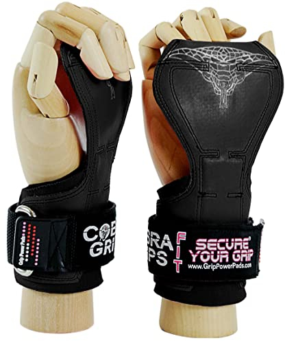 Cobra Grips Fit Gewichtheber-Handschuhe, robuste Gurte, Alternative zu Powerlifting-Haken für Kreuzheben mit eingebautem verstellbarem Neopren gepolsterte Handgelenkbandage Bodybuilding (schwarzes)