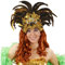 Amakando Federkopfschmuck Rio Samba-Kopfschmuck Gold, gelb, braun brasilienisches Kostüm Accesoire Sambatänzerin Zubehör Showgirl Outfit Karneval in Rio