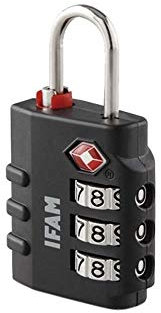 IFAM Candado TSA de Combinación TrypLock 35, Color Negro, Máxima Seguridad, Suavidad de Rodillos, Con Clave y Más de 1.000 Combinaciones, Ideal Maletas, Bolsas, Maletines y Equipajes