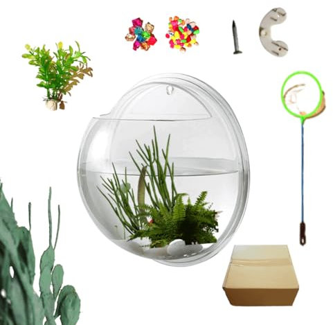 Creative Acrylic Hanging Wall Mounted Fish Tank, Hanging Bowl For Water Plants, Hydroponic Air Plant Flower Pot, Mini Aquarium Planter, Home Decor, Fake Plants Nail Stone Etc.