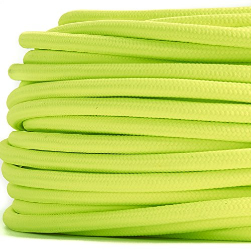 Textilkabel für Lampe, Stoffkabel 2-adrig (2x0,75mm²), Neon-Gelb - 5 Meter