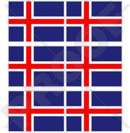 Island isländische Flagge 40mm Mobile, Handy Vinyl Mini Aufkleber, Abziehbilder x6 Stickers