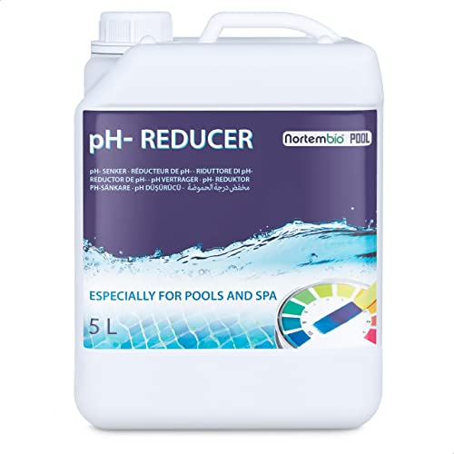 NortemBio Pool pH-Minus 5 L – Flüssiger pH-Senker, pH-Wert senken für Pool und SPA, pH-Regulator und -Stabilisator, verbessert die Wasserqualität auf 100% natürliche Weise