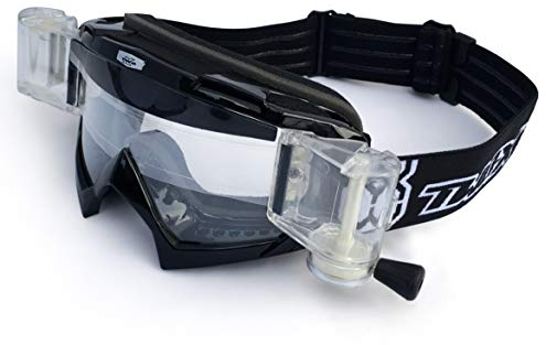 TWO-X Cross-Brille - Roll Off - MX Brille - Motocross-Brille mit Klarglas - Kratzfeste Motorrad-Brille - Enduro & Downhill - Modell Race -Schwarz