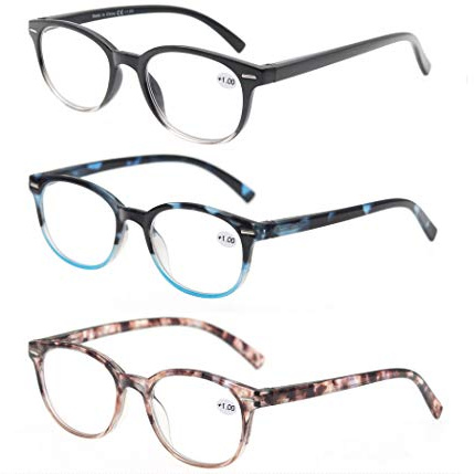 MODFANS Women Reading Glasses 1.0 3 Pair Stylish Ladies Readers with Comfort Spring Hinge Pattern Design for Fashion Women Reading Pouch Included