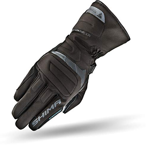 SHIMA TOURING DRY, Motorradhandschuhe Wasserdichte Warme Handschuhe mit Protektoren Motorrad Winter Vollfinger Leder Motorrad (L, Schwarz)