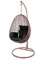 Kideo Swing Chair, Lounge-Möbel, Loungesessel Polyrattan, Hängestuhl, Hängesessel mit Gestell & Kissen (braun/schwarz)