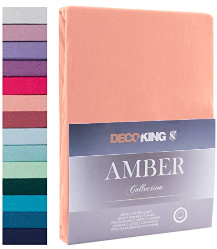 DecoKing Spannbettlaken 80x200 90x200 cm 100% gekämmte Baumwolle Lachs Spannbetttücher Jersey Boxspringbett Amber 80 x 200 90 x 200