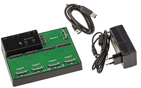 KALEA-INFORMATIQUE USB-Dockingstation für 5 mSATA-SSDs mit USB3.0-Verbindung und CLONAGE-Funktion. Dock mit externer Stromversorgung im Lieferumfang enthalten.