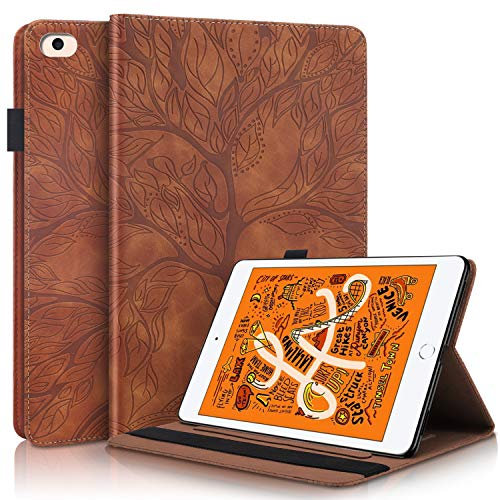 L&Btech Funda para iPad Mini 1 2 3 4 5, Prima Cuero Carcasa Ligera 7,9 pulg Protector de Cartera con Función de Soporte y Auto-Reposo/Activación, para iPad Mini 5 4 3 2 1 - Marrón