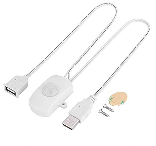 Infrared Human Body Sensor Switch, 2A DC 524V Mini LED USB PIR Infrared Motion Sensor Detector Switch, for Automatic Lighting Corridors, Bathrooms, Basements, Warehouses, Garages(white)